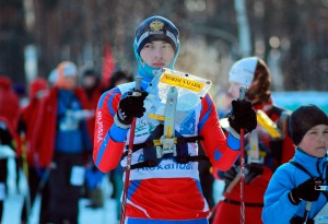 Александр Архипов на старте лыжного ориентирования